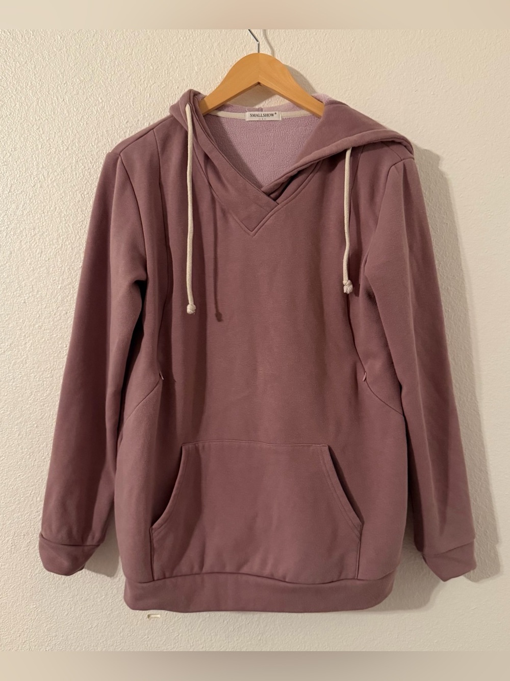 Smallshow Fleece Maternity Nursing Sweatshirt Hoodie Large Mauve